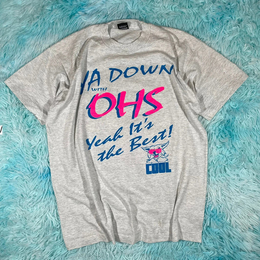 Vintage 90s Grey OHS Graphic T Shirt - XL