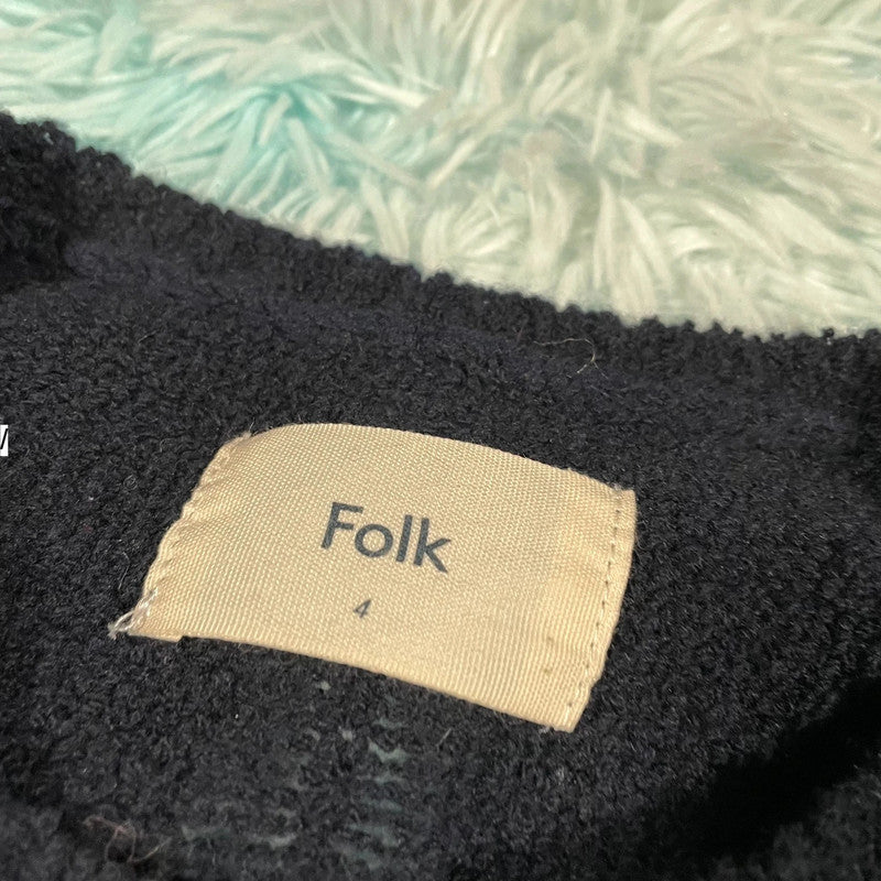 Navy Folk Knitted Jumper - Large