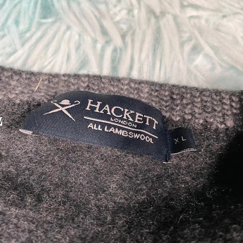 Grey Hackett Lambswool Knitted Jumper - XL