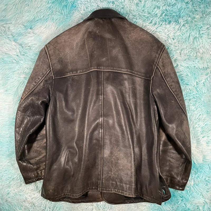Vintage 90s Heavy Leather Jacket - Large