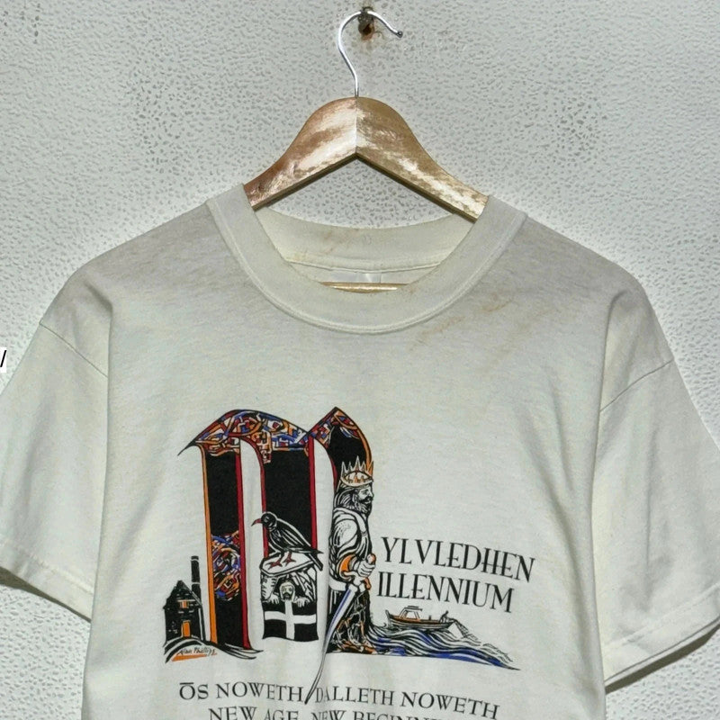 Vintage 90s White Millennium Graphic T Shirt a