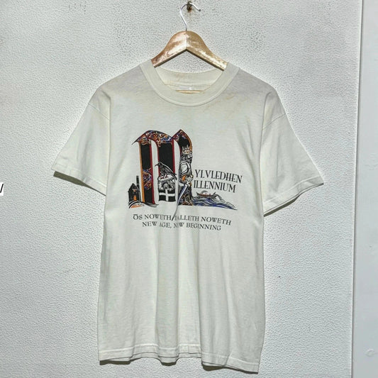 Vintage 90s White Millennium Graphic T Shirt a