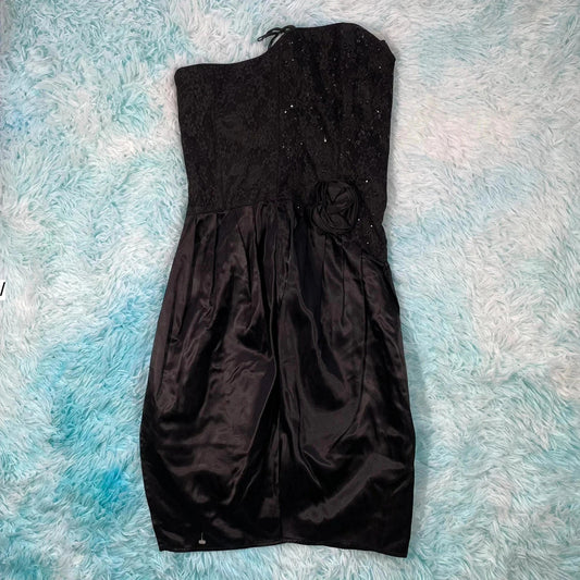 Vintage 80s Black Gunne Sax Strapless Dress - Size 7