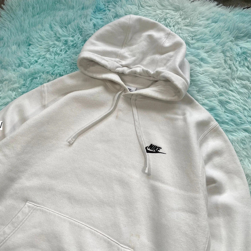 White Nike Hoodie Plain - Large
