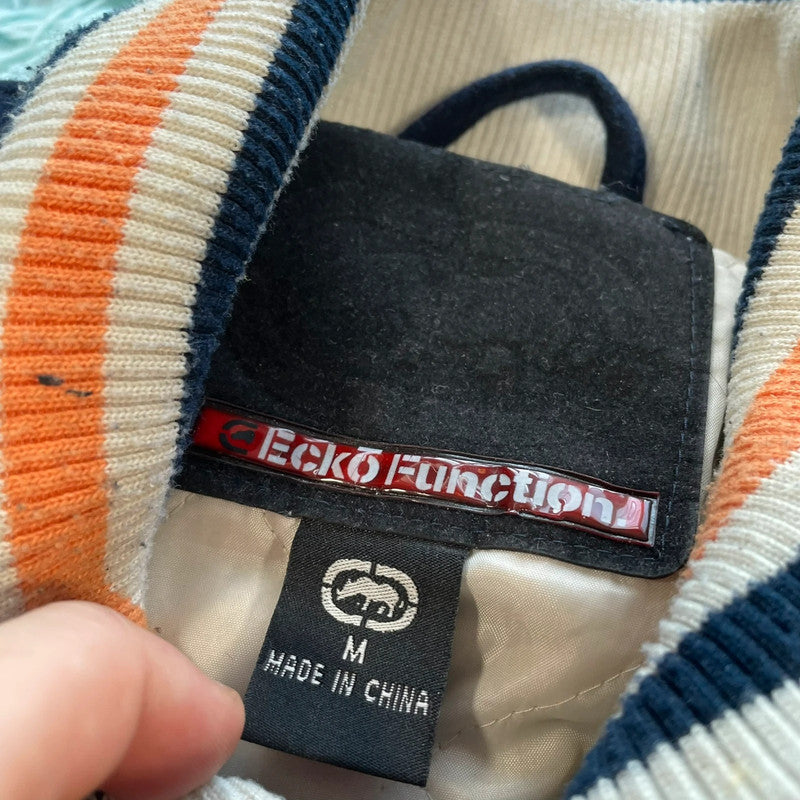 Vintage Navy & White Ecko Unltd Varsity Jacket - Medium