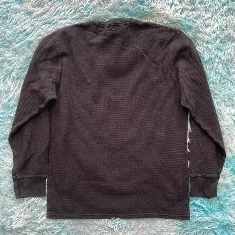 Black Polo Ralph Lauren Waffle Sweatshirt - Large