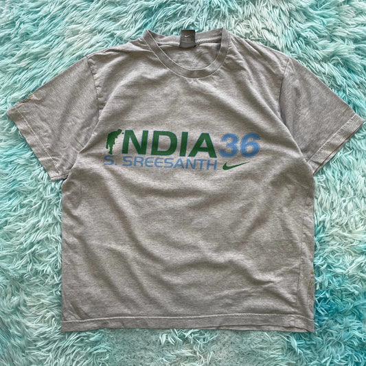 Vintage 00s Grey India Cricket Nike T Shirt - Large
