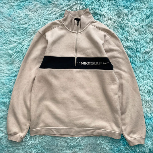 Beige Nike Golf 1/4 Zip Sweatshirt - Small