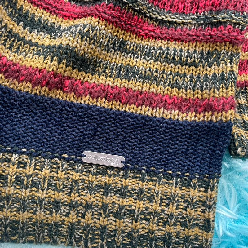 Vintage 00s Funky Striped Knitted Jumper Grunge - Size 20