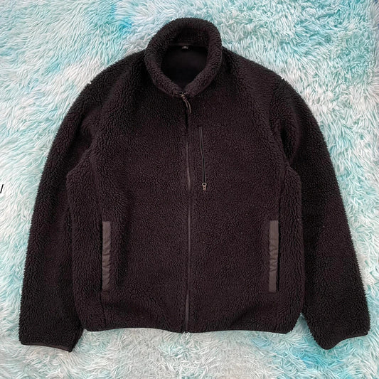 Black Uniqlo Sherpa Fleece Jumper - Medium