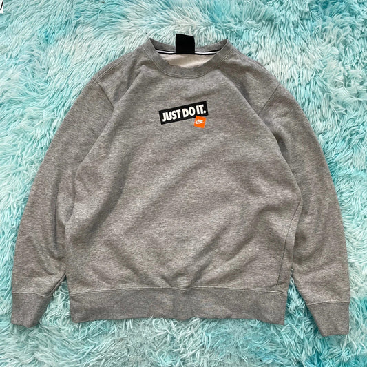 Grey Nike Sweatshirt Graphic Print - Small