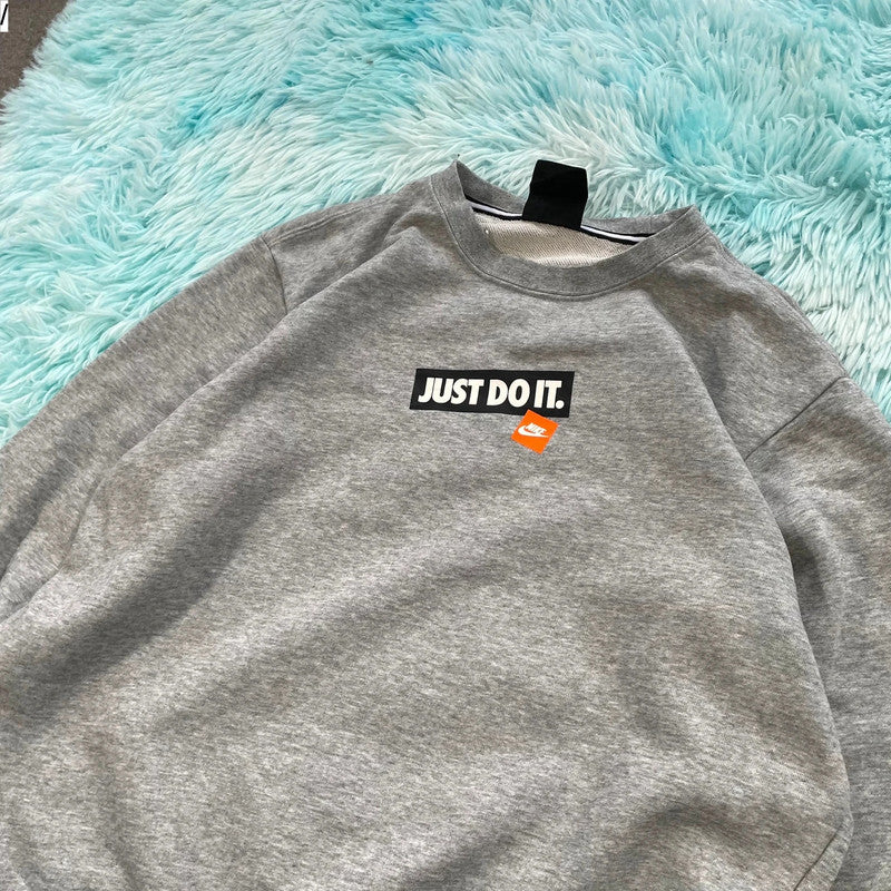 Grey Nike Sweatshirt Graphic Print - Small
