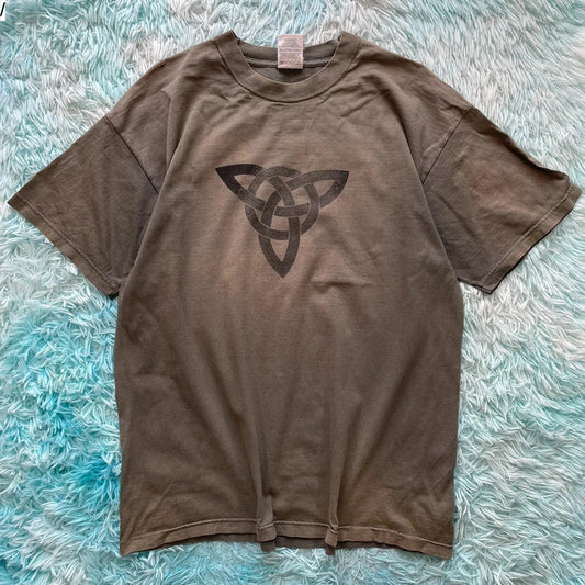 Vintage 90s Khaki Celtic Herron Knot Graphic T Shirt - XL