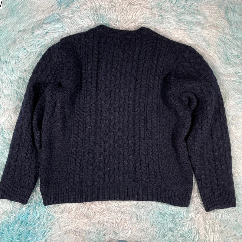 Dark Navy Sunspel Wool Knitted Jumper - Small