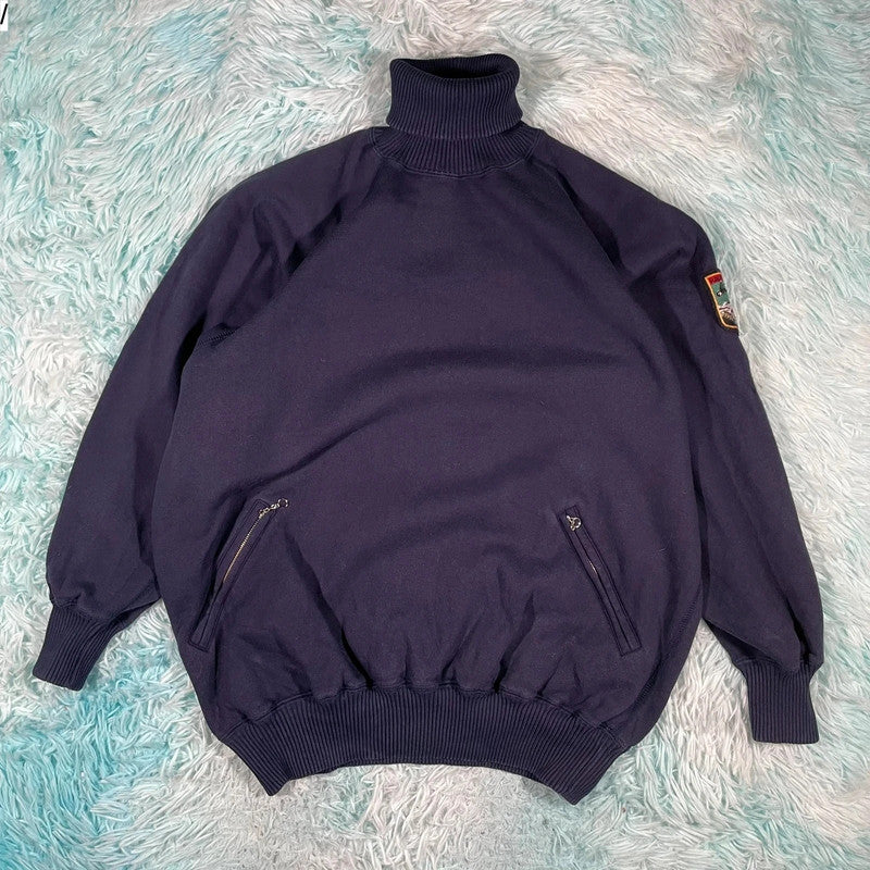 Vintage 90s Navy Ralph Lauren Skiing Rollneck Sweatshirt - Small