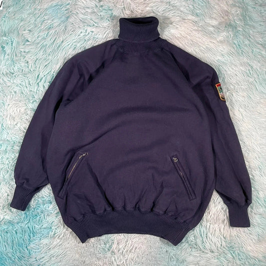 Vintage 90s Navy Ralph Lauren Skiing Rollneck Sweatshirt - Small