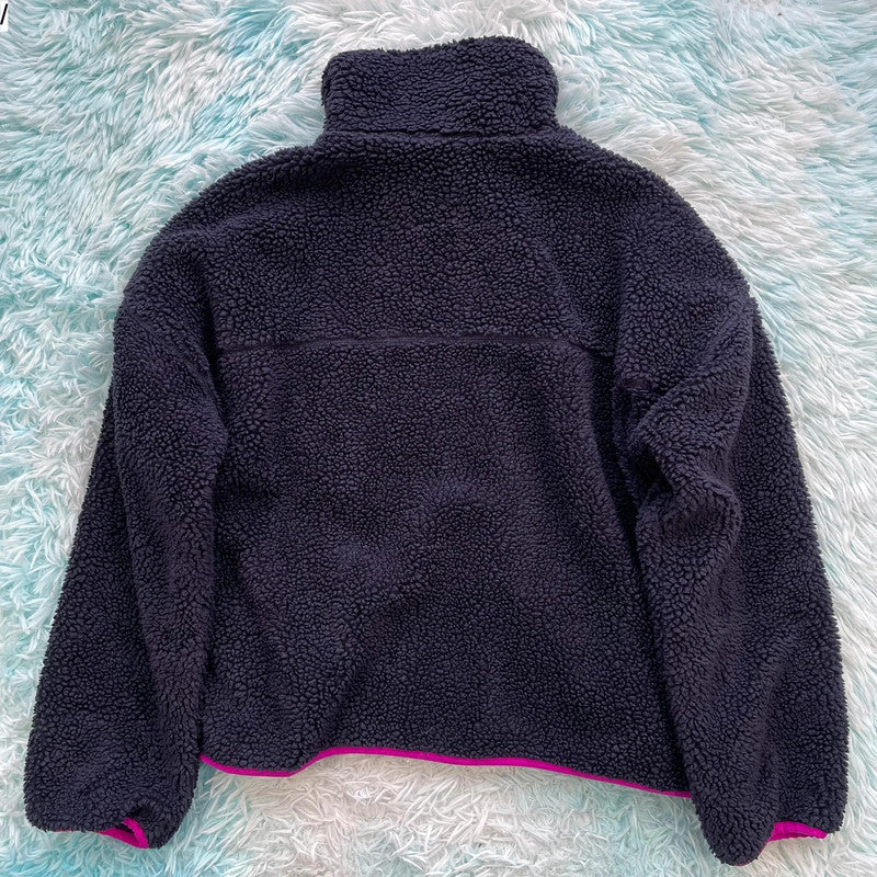 Navy & Pink Gap Sherpa Fleece Jacket - Medium