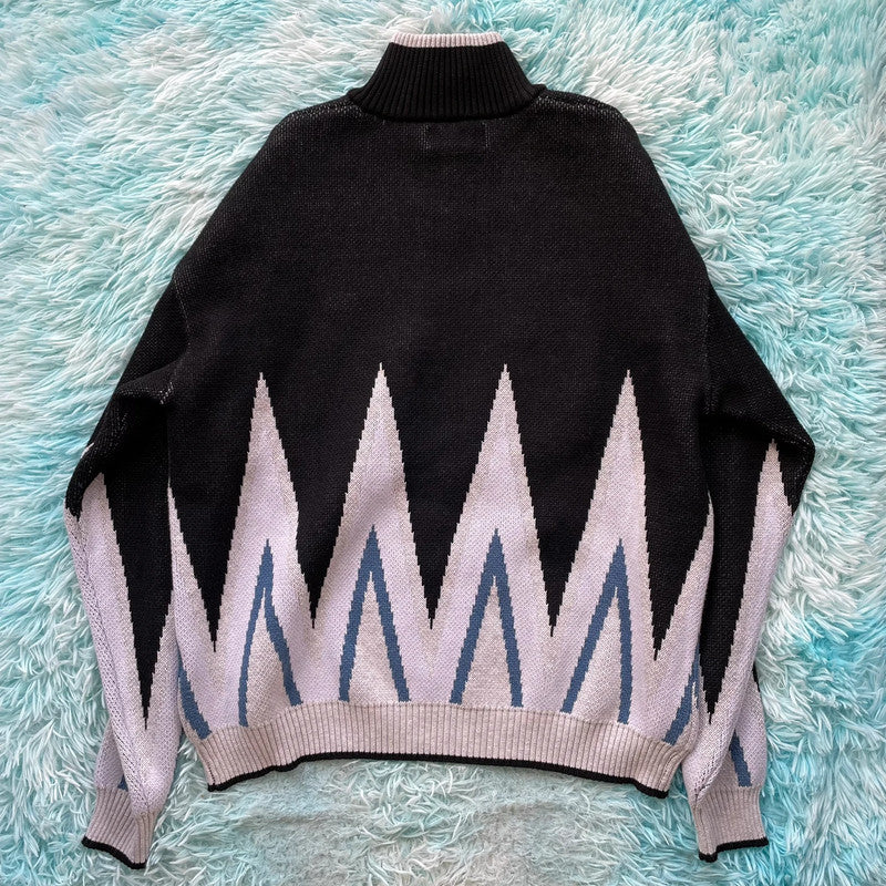 Black Yardsale 1/4 Zip Knitted Jumper - Medium