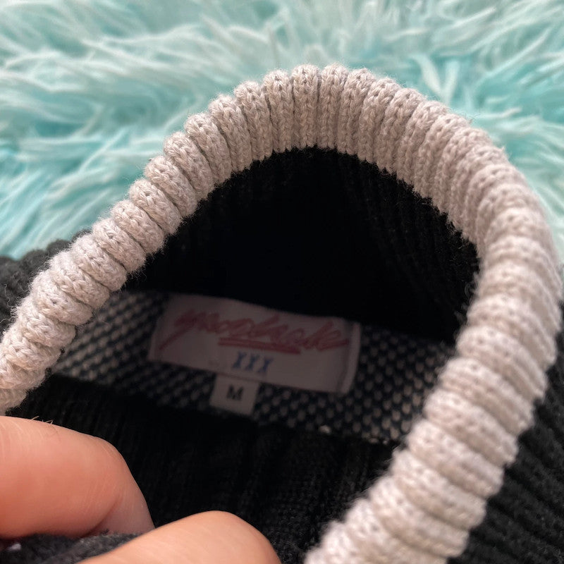 Black Yardsale 1/4 Zip Knitted Jumper - Medium