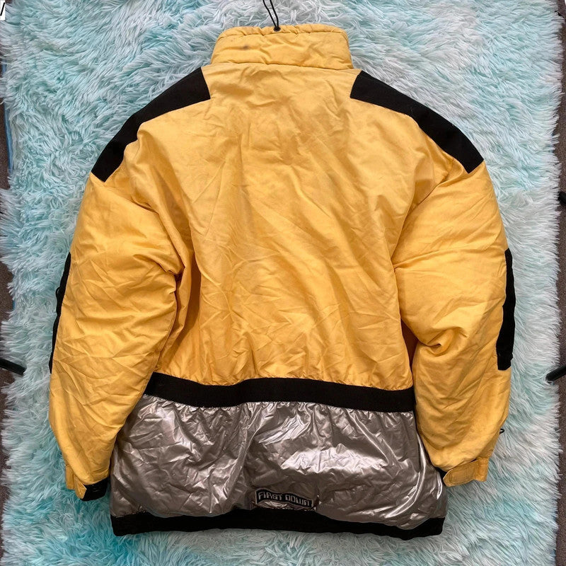 Vintage 90s Yellow First Down Puffer Jacket Ski - XXL