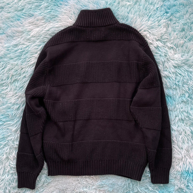 Black Yardsale Heavyweight Knitted Jumper Full Zip - Small