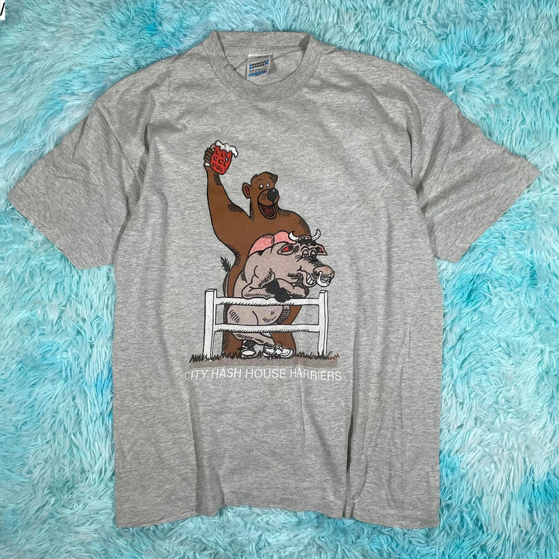 Vintage 90s Grey City Hash House Warriors Comedy Graphic T Shirt - Large
