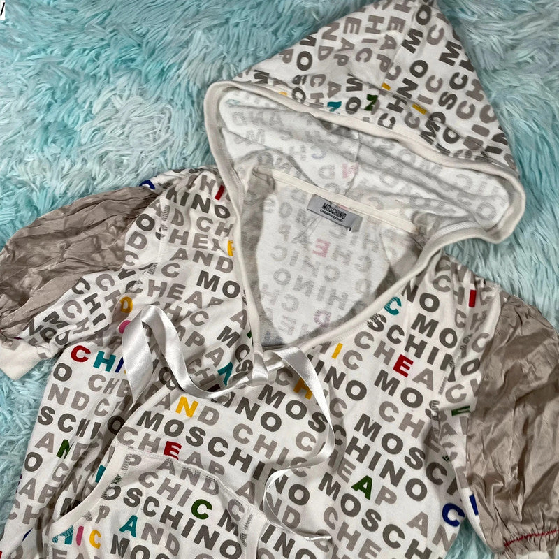 Vintage Y2K Moschino Fitted Hoodie Top - Small
