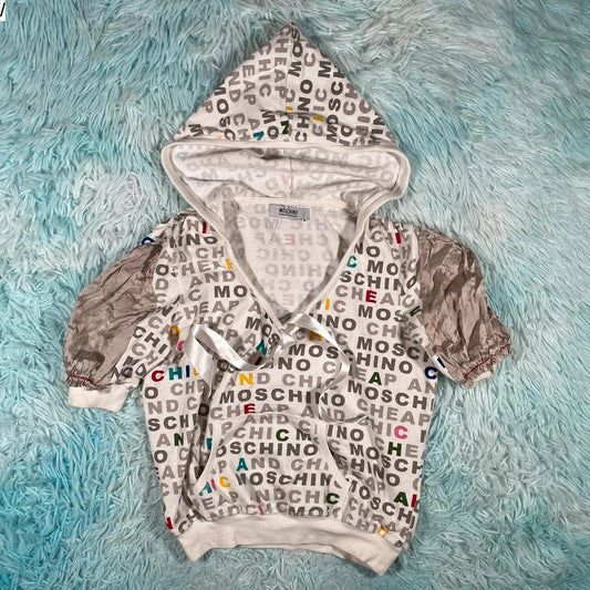 Vintage Y2K Moschino Fitted Hoodie Top - Small