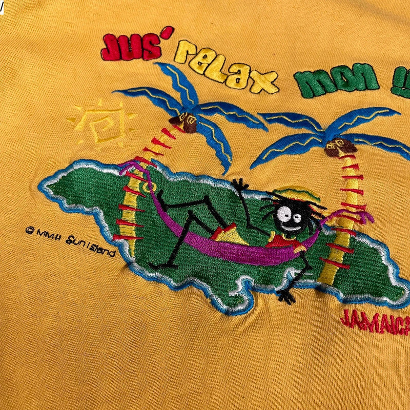 Vintage Yellow Jamaica Embroidered T Shirt - Small