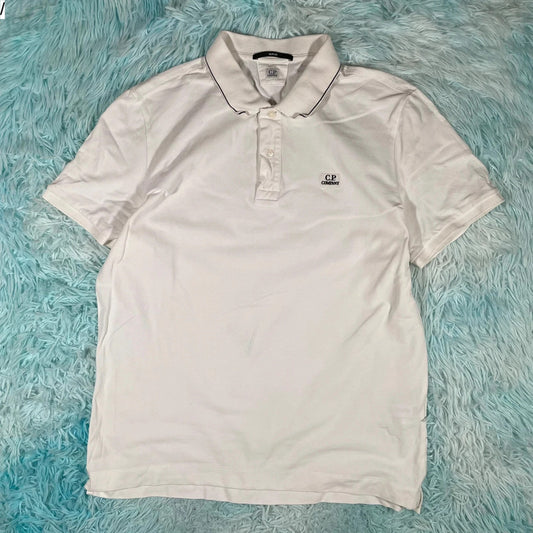 White CP Company Polo Shirt - XL