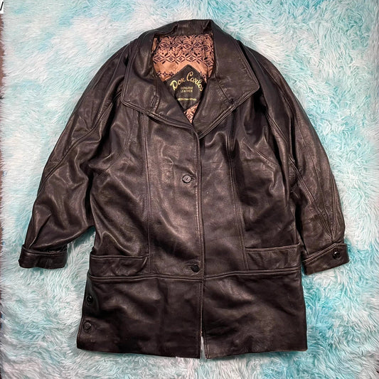 Vintage 90s Black Leather Jacket - Medium