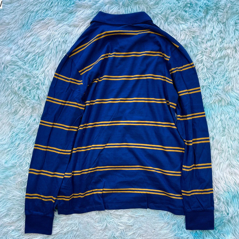 Blue & Yellow Striped Paul Smith Polo Shirt Long Sleeve -  Medium