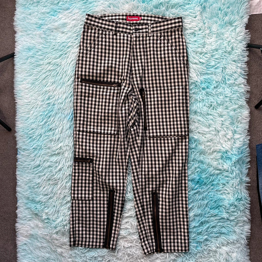 Black & White Supreme Gingham Flight Pants - 32W