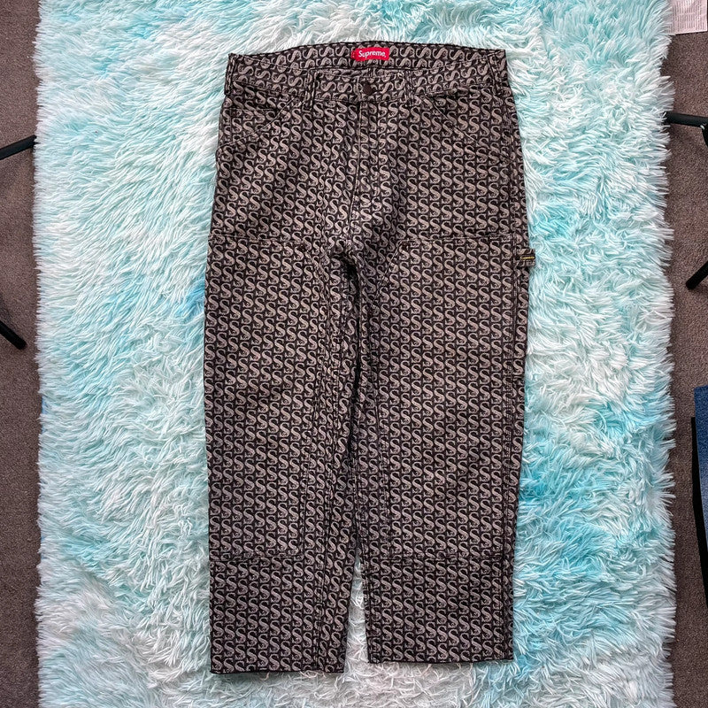 Grey Supreme Jacquard Jeans Double Knee - 34W
