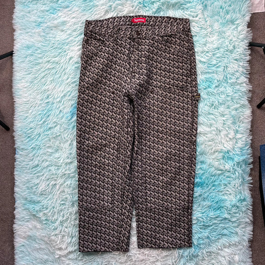 Grey Supreme Jacquard Jeans Double Knee - 34W