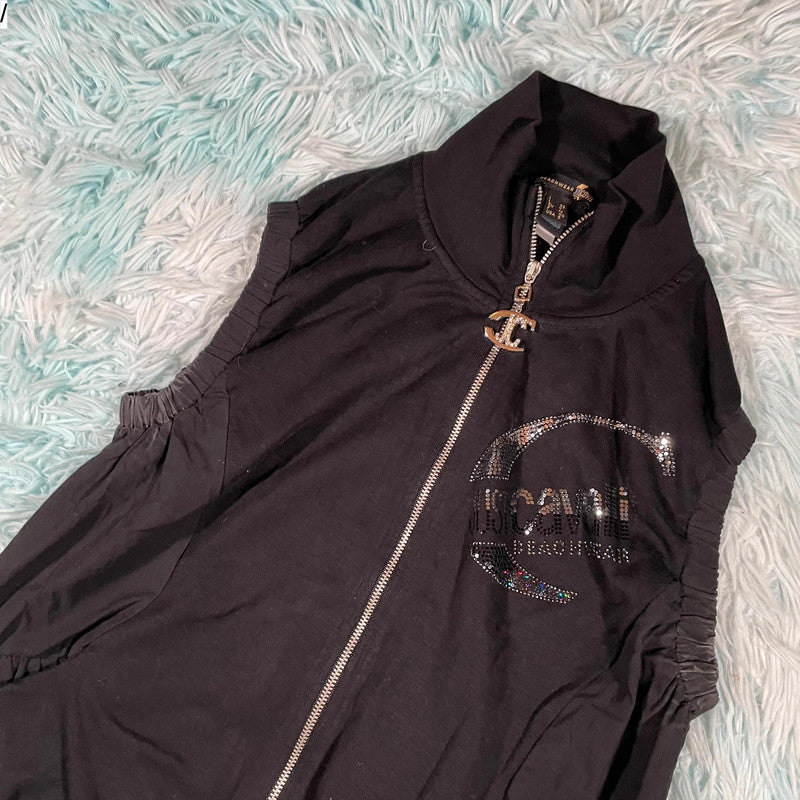 Vintage Y2K Black Just Cavalli Vest Jacket Fitted - Small