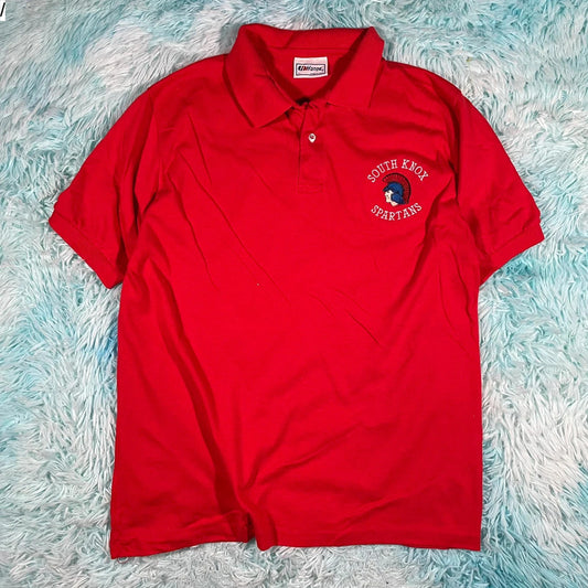 Vintage 90s Red South Knox Spartans Polo Shirt - XL