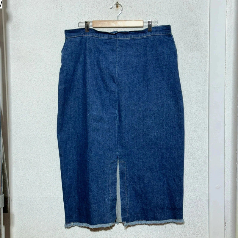 Vintage 90s Blue Long Denim Skirt - 38W