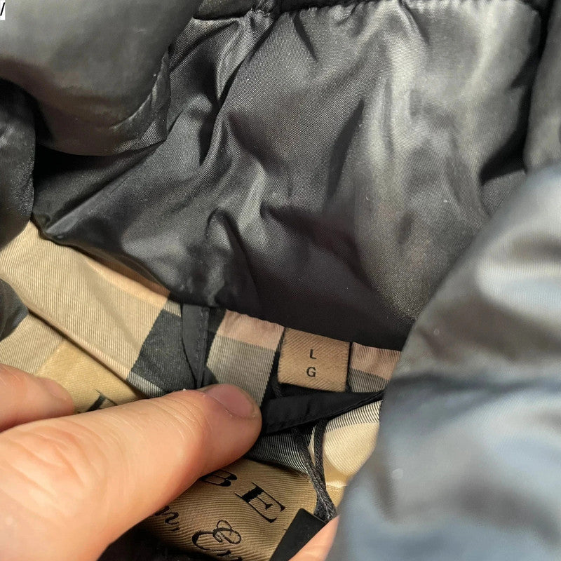 Black Burberry Long Puffer Coat - Large