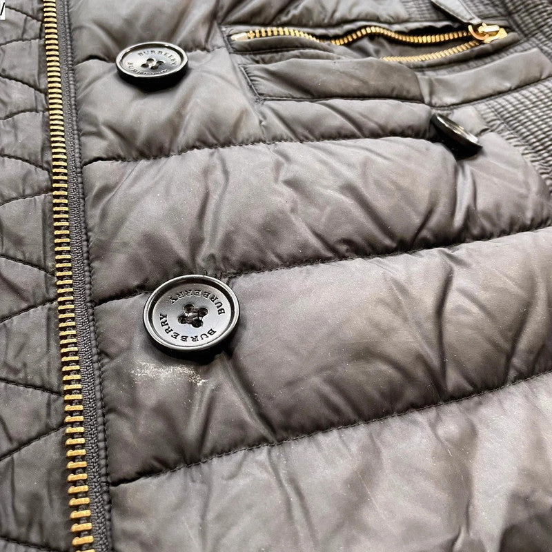 Black Burberry Long Puffer Coat - Large