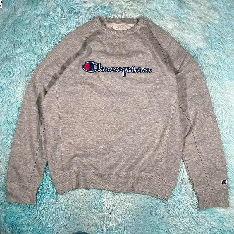 Grey Champion Sweatshirt Logo Spellout - Large