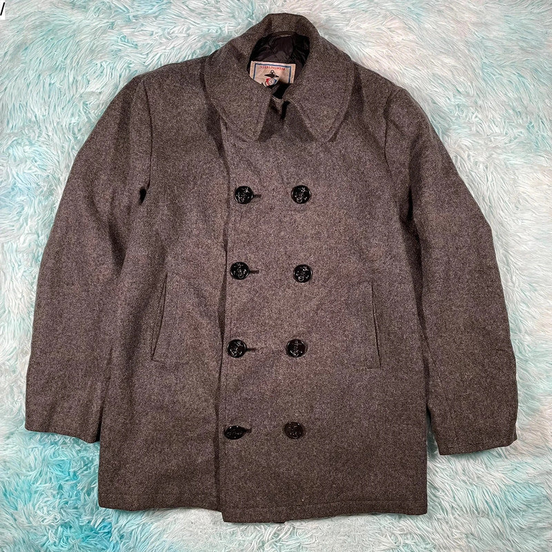 Vintage 60s Grey Sterlingwear Peacoat Jacket - Large
