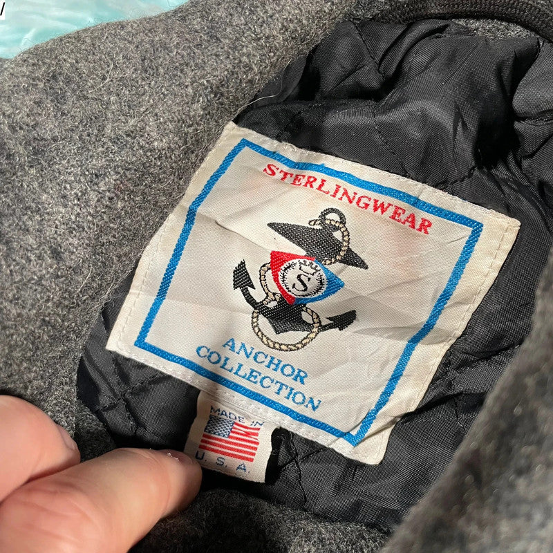Vintage 60s Grey Sterlingwear Peacoat Jacket - Large