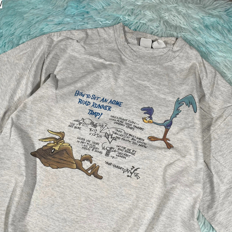 Vintage 90s Grey Looney Tunes Graphic T Shirt - XL