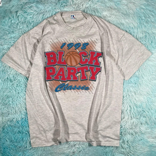 Vintage Grey 1998 Block Party Classic Graphic T Shirt - XL