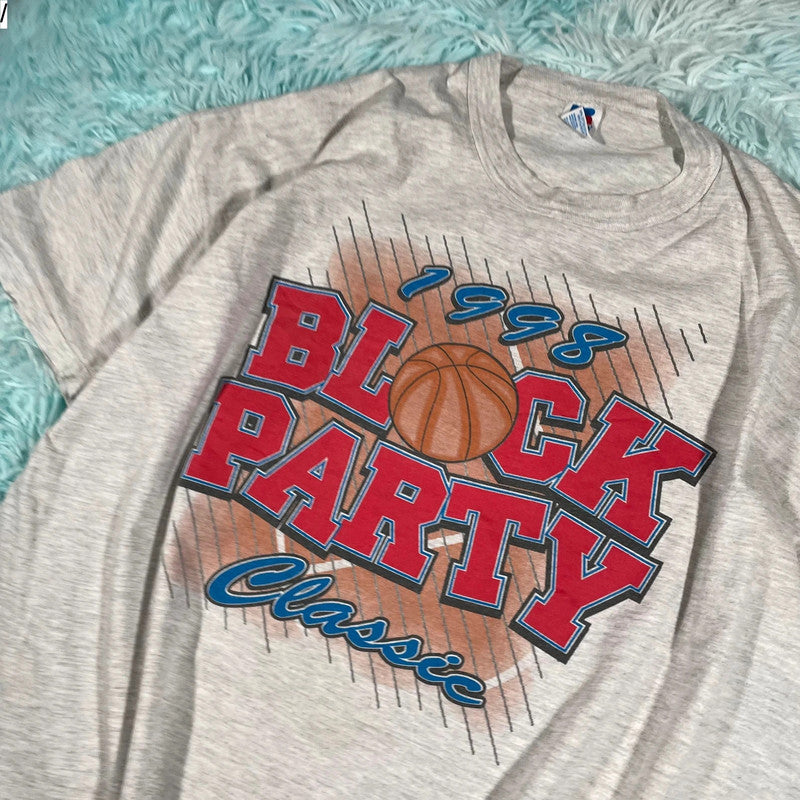 Vintage Grey 1998 Block Party Classic Graphic T Shirt - XL