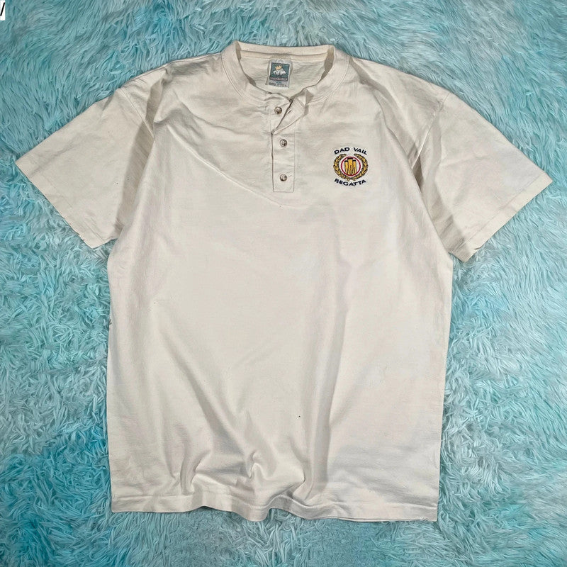Vintage 90s Cream Henley T Shirt Regatta - XL