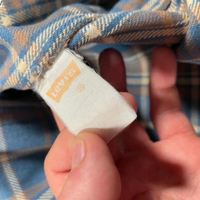 Vintage 90s Blue & Cream Levi’s Flannel Shirt - Medium