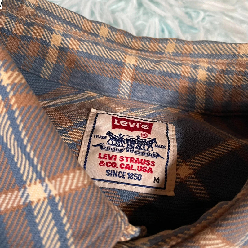 Vintage 90s Blue & Cream Levi’s Flannel Shirt - Medium