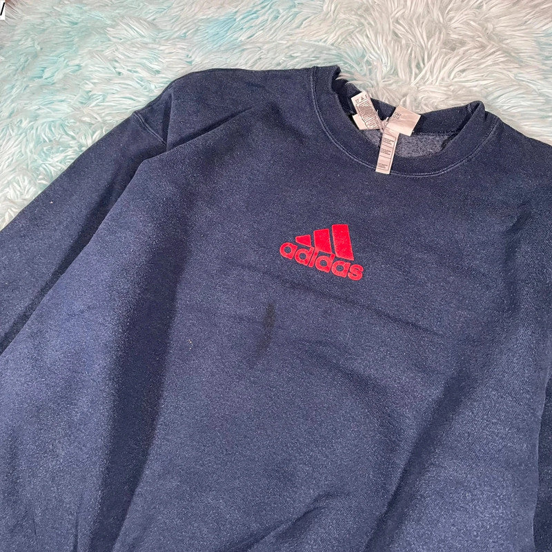 Vintage 90s Navy Adidas Sweatshirt- XL
